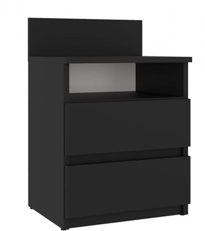 Malwa - Nachtkastje - 2 lades - Minimalistisch design - Greeploos - Zwart