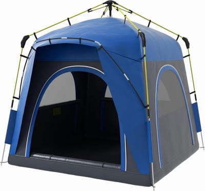 Campingtent 4 personen - Pop-up tent - Buitenactiviteiten - Snelle opzet - 24 x 24 m - Blauw/grijs