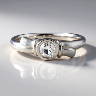 Cavill - Zilveren ring 925 sterling zilver mat met Cambodjaanse zircon 0,383 ct - ronde steen - elegante ring dames met knoopdesign