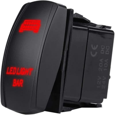 Waterdichte 5-pins LED Tuimelschakelaar SPST Aan-Uit voor 12V/24V Voertuigen en Boten Rood Licht