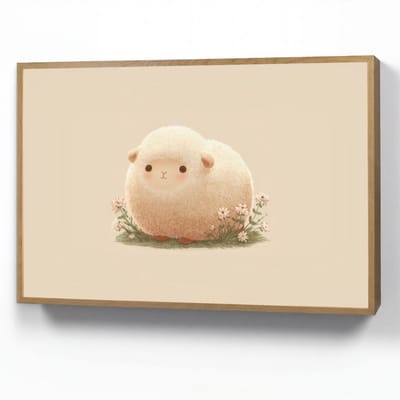 Nachtlampje 100x70 cm - Kinder lamp - Schaap - Beige - Bloemen - Tafellamp kinderkamer draadloos - Slaapkamer lampje - Bedlamp kinderen - Kinderlampje - Wandlamp babykamer - Nachtlampjes