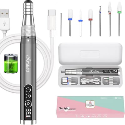 Elektrische Nagelfrees - Nagelvijl Oplaadbaar - Manicure Pedicure - HD LCD Display - 35000 RPM - Grijs