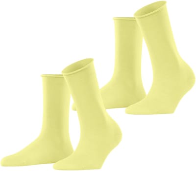 Esprit Basic Pure 2-Pack eenkleurig katoen multipack sokken dames geel - maat 39-42