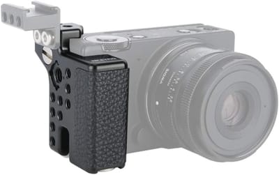Zijhandgreep van leer met antislip voor SIGMA FP/FPL camera, met 1/4'' en 3/8'' schroefdraadgaten voor optimale grip en stabiliteit