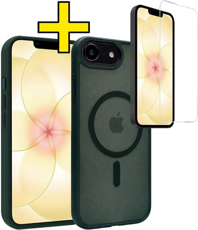 Hoesje - Met Screenprotector - Geschikt voor Apple iPhone 17e - Magsafe Compatible - Sterk & Shockproof - Back Cover - Shock Proof Case - Telefoon Hoes - Telefoonhoesjes - Donkergroen