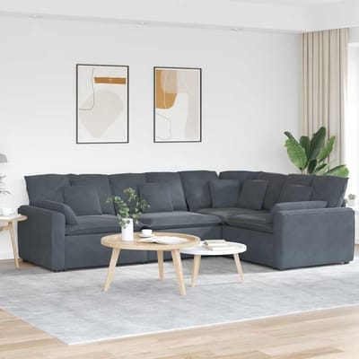 vidaXL - Modulaire - bank - met - kussens - fluweel - donkergrijs