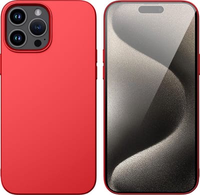 Hoesje Geschikt voor iPhone 15 Pro – zacht siliconen Liquid Backcover – Rood