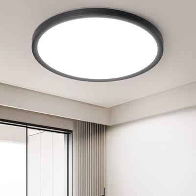 NETTLIFE Plafondlamp LED - modern - 18cm - Zwart - Platte Plafondlamp - 15 W Ganglamp - 6500 K Koel wit Licht - voor Slaapkamer | Keuken | Woonkamer