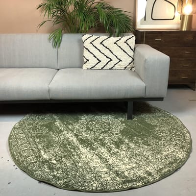 Vintage Vloerkleed Bloom rond - Groen - EVA Interior - Rond 235 Ø - (XXL)