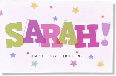 Hoera 50 jaar! Luxe verjaardagskaart Sarah - 12x17cm - Gevouwen Wenskaart inclusief envelop - Leeftijdkaart