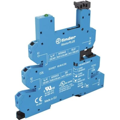 93.66.7.024 Relaissocket Met houderbeugel, Met LED, Met EMC-ontstoringsschakeling Geschikt voor serie: Finder serie 34 Finder 34.51, Finder 34.81 1