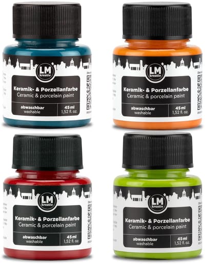 LM-Kreativ Glas en porseleinverf set - 4 x 45 ml - vaatwasserbestendig na inbranden - Cosmos kleuren