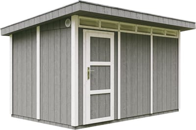 Timbela M904-CAVERN STEEL - LP SmartSide Tuinhuis op houtbasis - 8,7 m² - 412x279xH237 cm - met vloer en verf