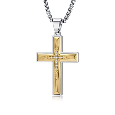 Lumici® | Kruis Ketting v5 – Jezus Ketting – Christelijk Kruis – Geloof – God – Jezus Christus – The Lord – Spiritueel – Religie – CZ Steen – RVS – 45 cm – Cadeau Voor Vrouwen & Mannen – Liefde