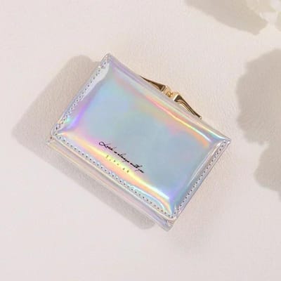 Nieuwe Dames Portefeuilles Vrouwelijke PU Leer Portemonnees Kort Drukknoop Portemonnee Kleine Geldzak Muntzakje Kaarthouder Clutch zilver