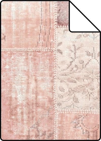 Proefstaal ESTAhome behang Marrakech kelim patchwork tapijt perzik oranje roze - 26.5 x 21 cm - 148651-S