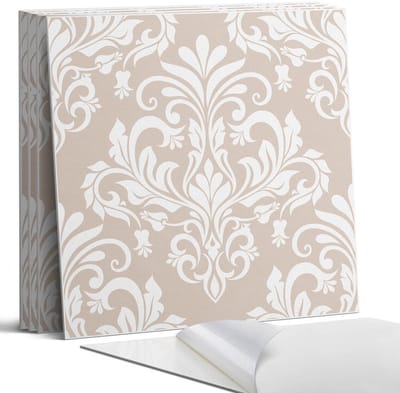 Coloray Wandpanelen Zelfklevend - Elegant plantenpatroon Zelfklevende Wandpanelen - 50 cm x 50 cm - Beige Wandpaneel PVC - 4 stuks - Mozaïeken Wandpanelen Zelfklevend - Wandpaneel Keuken - Wandpanelen Badkamer
