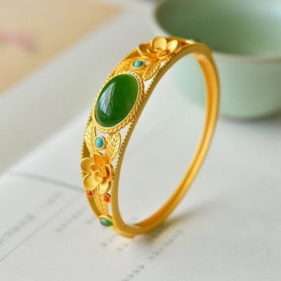 Natuurlijke Hetian Jade Armband Oude Gouden Ambacht Pastorale Stijl Mode Armbanden Voor Vrouwen Bruiloft Sieraden Jade Armband orange