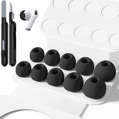 Vervangende Oordopjes voor AirPods Pro 3 (2025) - 5 Paar, Schoonmaakset, Antislip Siliconen en Opbergtas (Zwart)