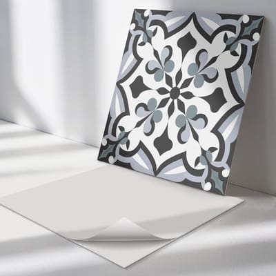 Wallfluent Vinyl Tegels - Stijlvol Plantenpatroon Zelfklevende Vinyltegels - 30 cm x 30 cm - Zwart Vinyl Tegels - Set van 9 - Vierkant PVC Tegels - Patroon Plaktegels - Vloer Tegels PVC - Plaktegels Keuken en Badkamer