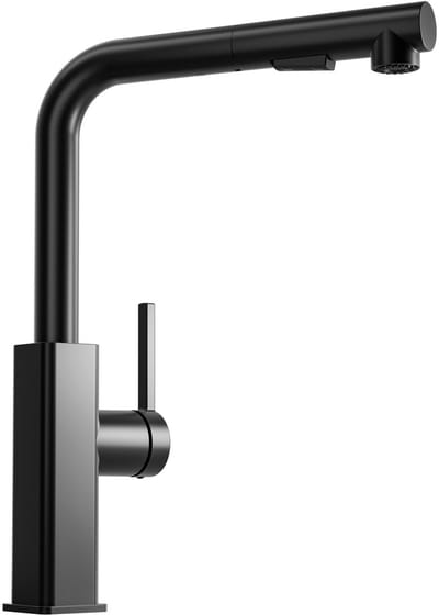 Cecipa Max Zwarte Uittrekbare Keukenkraan - L-vorm - 2 Straalstanden - 40 cm Uittrekbereik - 360° Draaibaar - RVS