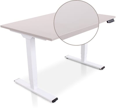 Lineaflex MRC COMFORT Zit-Sta Bureau – Elektrisch Verstelbaar – 120x80 cm – Blad Sand Grey – Wit Frame – ARBO Norm NEN-EN 527 – Met memorybediening – 100 KG Draagvermogen – 130 cm Hoog
