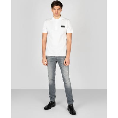 Polo Shirt Korte Mouw Les Hommes LKT500 731U | Slim Fit Pique Polo with Metal Logo