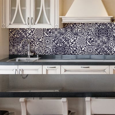Zelfklevende tegelmuurstickers voor keuken en badkamer - 15 Loreto cementtegelstickers - 15 stickers 10x10cm
