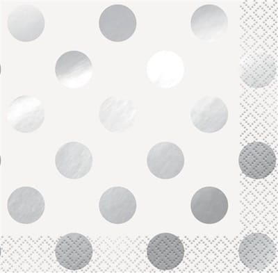 Servetten Zilver Dots 16 stuks