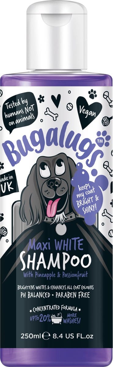 Bugalugs Maxi White Dog Shampoo Bottle with Flip Cap 250 ml - Hond