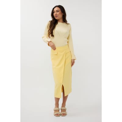 EsQualo Skirt Long City Yellow Größe: 36 | Midiröcke Outlet | Damen | Gelb