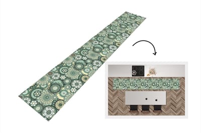Keukenloper - Loper keuken - Bloemen - Groen - Patronen - 300x50 cm - Keukenloper vinyl