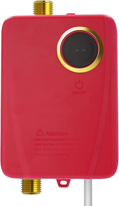 Directe Waterverwarmer - Doorstroomverwarmer LED - Direct Warm Water - IPX4 Waterdicht - 3500 W - Rood
