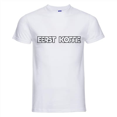 Eerst Kofffie T-shirt - 100% Katoen - Maat XS - Classic Fit - Wit