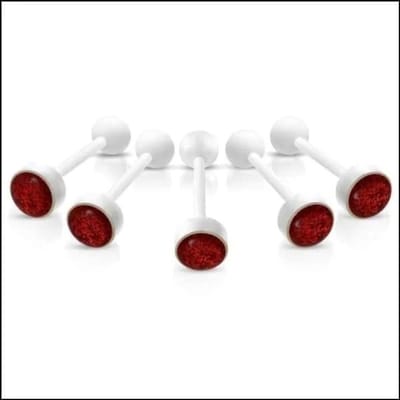 Aramat Jewels | Tongpiercings | Bioplast Witte Glitter Tongpiercing | Rood | |8mm | Kunststof | Volwassenen | Verkleurd niet