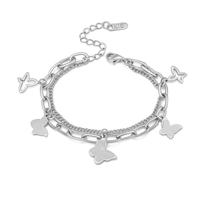 EmmyRovi – Vlinderarmband – Zilver – RVS – Stainless Steel - Verstelbaar 16+5 cm