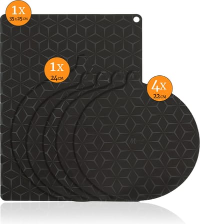 Meisterhome Inductie Beschermer Set – Hittebestendig tot 260 ºC – Panbeschermers - Afdekplaat voor Kookplaat - Inductie Mat Voor Elk Formaat - 6 stuks – Inductie mat – Onderzetter - Geschikt voor Booster Functie - Zwart