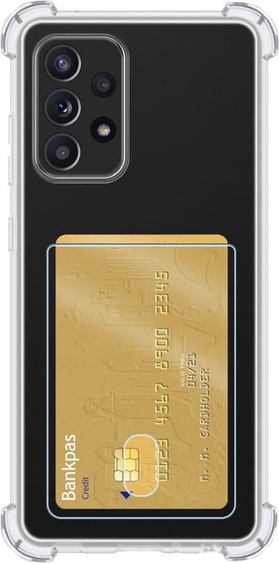 Hoes - Geschikt voor Samsung Galaxy A33 - Met Pashouder en Kaarthouder - Telefoon Hoesje Shockproof - Siliconen Case - Back Cover - Shock Proof - Pasjes Houder - Transparant