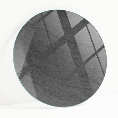 Wallfluent - Natuursteen Textuur Glasplaat Tafel - 50 cm - Zwart Veiligheidsglas - Rond Tafelblad Glas - Glazen Tafelblad - Glazen Tafelblad Geschikt voor de Keukentafel