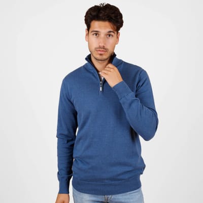 Heren Trui Kralingen - Denimblauw Melange