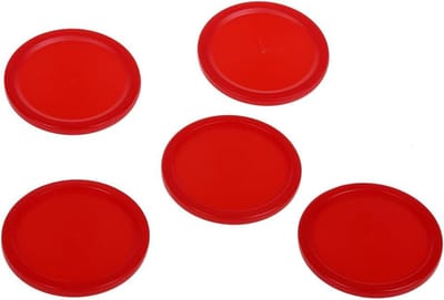 Mini Tafelhockey Pucks - Airhockey Schijven - Spelplezier Thuis - Set van 5 stuks - 50 mm diameter - Rood