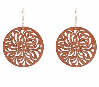 Zilveren -houten -terracotta- oorbellen -goudkleurig - Charme Bijoux