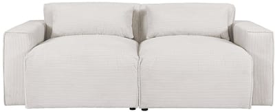 Vente-unique Driezitsbank van beige ribfluweel VELINOR