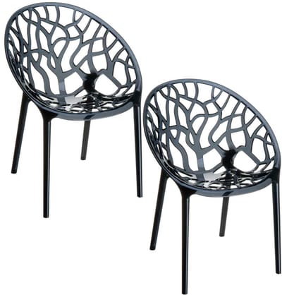 Garden Impressions Crystal tuinstoel zwart - 2 stuks