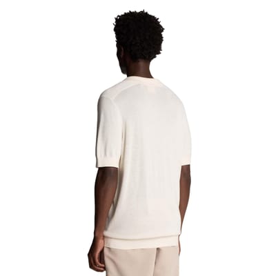 Lyle & Scott Heren Gebreid Naad Poloshirt met Tip (Wit)