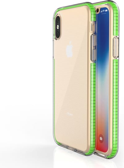 Peachy Beschermend gekleurde rand hoesje geschikt voor iPhone X XS Case TPE TPU back cover - Green