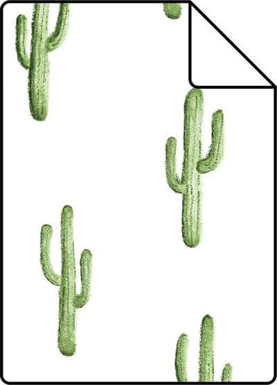 Proefstaal ESTAhome behang kleine woestijn cactussen tropisch junglegroen - 26.5 x 21 cm - 138899-S