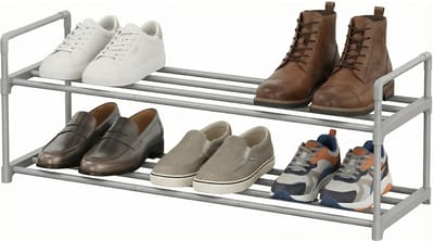 SONGMICS - Schoenenrek - Schoenenrek met 2 Lagen - Stapelbaar - Voor 12-15 Paar Schoenen - Metaal