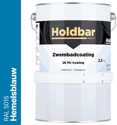Holdbar Zwembadcoating Hemelsblauw (RAL 5015) 2,5 kg - Zwembadverf - Alle kleuren - Waterdicht - Gemakkelijk reinigen - UV-bestendige Zwembad Verf - Chloor en Chemicaliën Bestendig - 2 Componenten