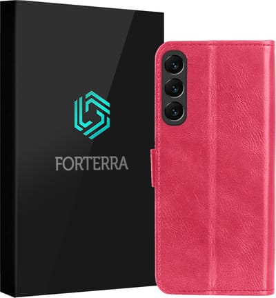 Hoesje Geschikt voor Samsung Galaxy S24 FE - Luxe Bookcase - Walletcase Hoes - Portemonnee - Cover - Donkerroze